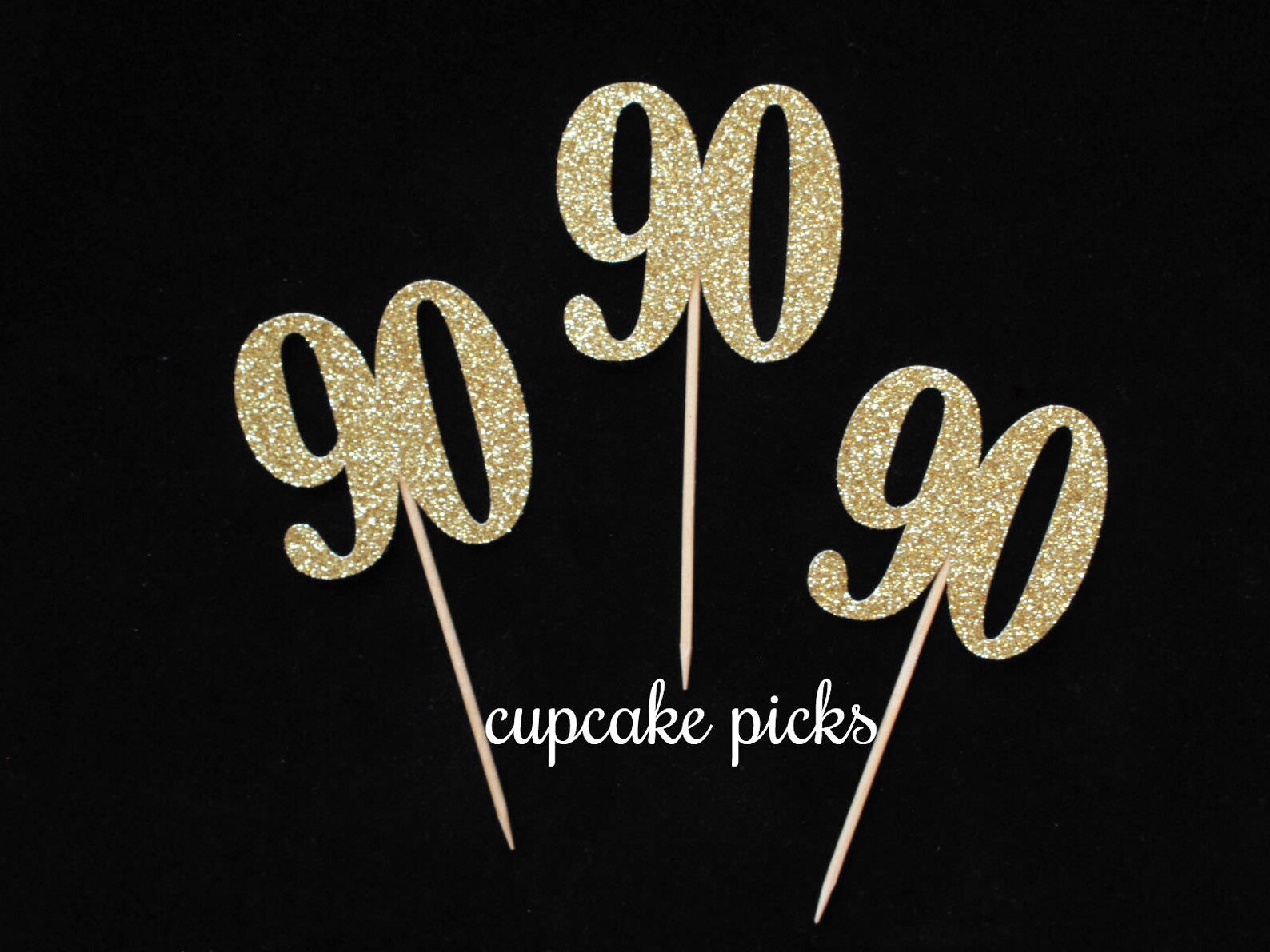 90th Birthday Cupcake Picks Etsy