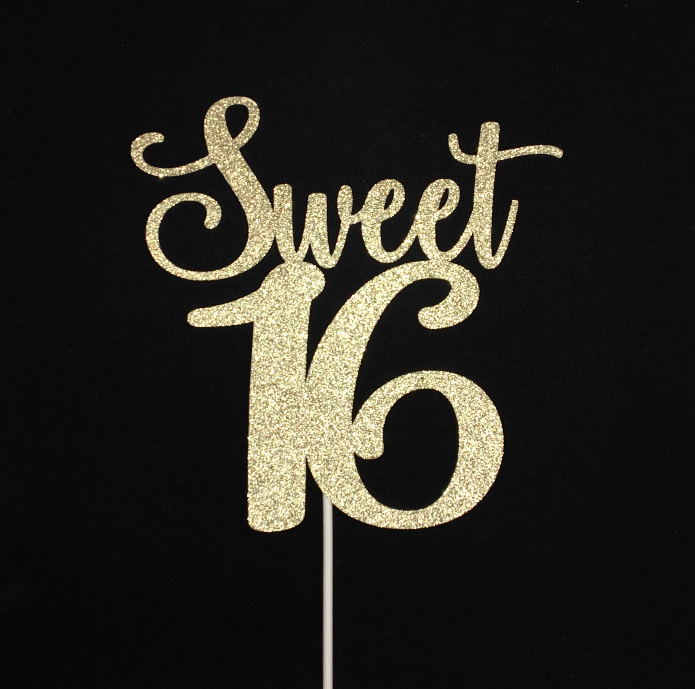 Sweet 16 Cake Topper Gold Glitter Sweet 16 Cake Topper - Etsy