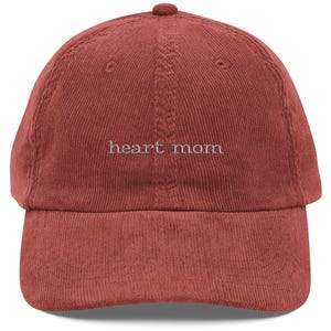 Vintage Corduroy Cap | Heart Mom | Corduroy Hat | Unique Mother&#39;s Day Gift
