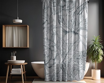 Boho Botanical Shower Curtain: Rustic Floral Polyester Fabric