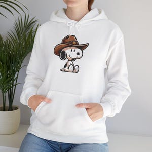 Snoopy Cowboy Sweatshirt, Cozy Hooded Sweatshirt, Gift for Dog Lovers, Fun Casual Wear, Unique Hoodie, Ideal for Birthdays