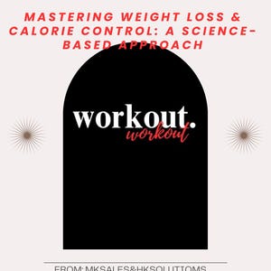 May include: A black and white graphic with the text "workout." in red letters. The text "workout" is written in cursive in red letters below the first text. The graphic is set against a white background with a black arch shape.
