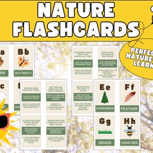 Nature Alphabet Flashcards A-Z | Printable Nature Learning Cards | Outdoor Exploration Activity | Preschool & Early Literacy