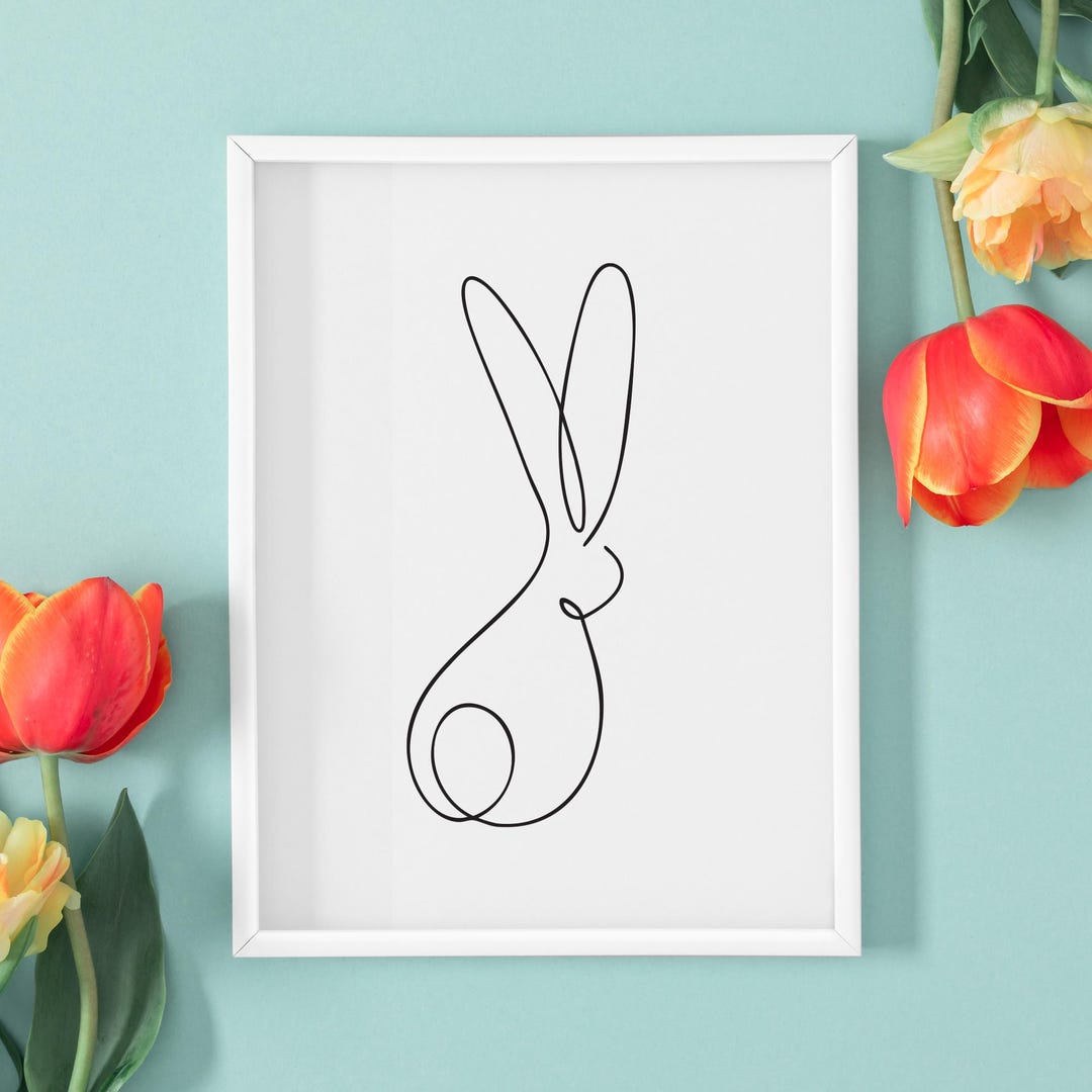 Spring Bunny Line Art - Etsy