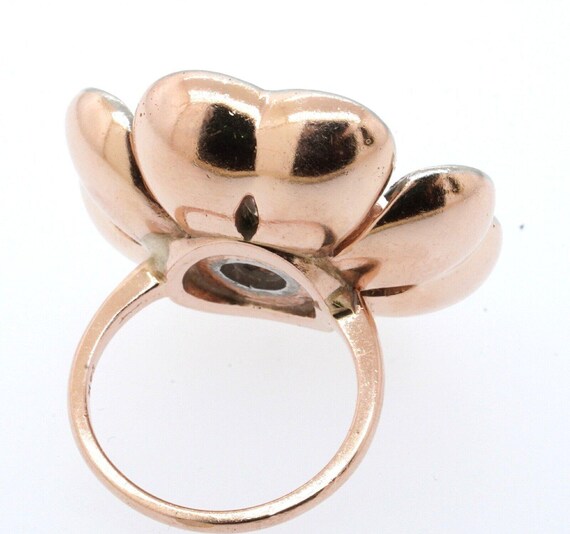 Statement Floral Diamond Ruby Ring 14K Two Tone G… - image 2