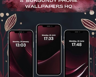 8 Minimalist Burgundy Wallpaper | High-Resolution Digital Background Iphone & Android