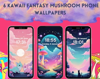 6 Kawaii Animal & Mushroom Wallpapers | Cute Aesthetic Backgrounds | Pastel Cottagecore Lockscreens | iPhone and Android