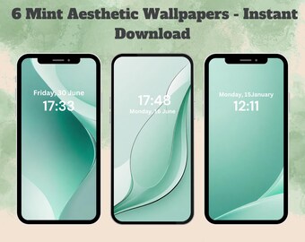 6 Mint Green Minimalist Phone Wallpaper | Aesthetic Design | High-Quality Digital Art (Compatible with iPhone and Android)