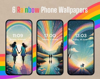 6 Aesthetic  Pride Wallpaper | LGBT | Vibrant Rainbow Design | High-Quality Digital Art (Compatible with iPhone and Android)