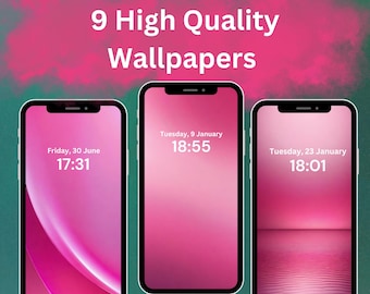 9 Pink Minimalist Wallpaper – High-Quality Digital Download | iPhone and Android Wallpaper