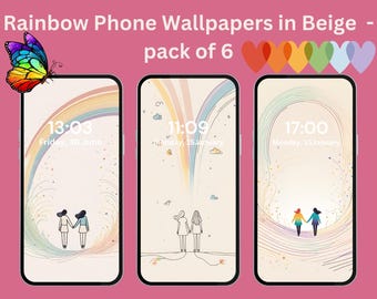 6 Aesthetic LGBT Pride Phone Wallpaper | Beige Minimalist Background | High-Quality Digital Art for iPhone & Samsung