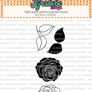 Sketchy Rose Paperbabe Stamps Photopolymer Stamp for Mixed Media and paper crafting image 1