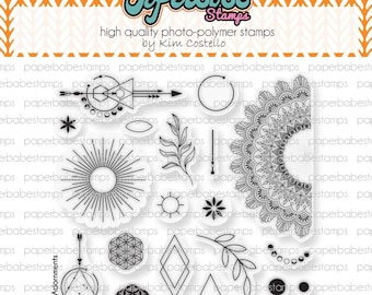 Mystic Adornments Stamp Set - Paperbabe Stamps - Clear Photopolymer Stamps - For paper crafting and scrapbooking.