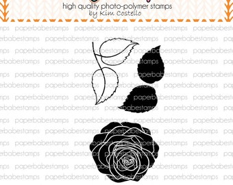 Sketchy Rose - Paperbabe Stamps - Photopolymer Stamp - for Mixed Media and paper crafting