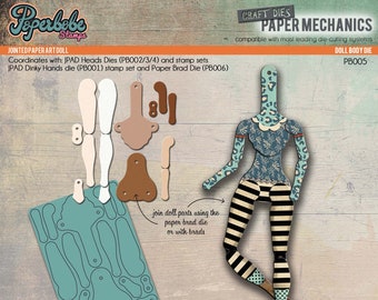 Jointed Paper Art Doll - Metal Cutting Die(BODY) - Paperbabe Stamps - For paper crafting and scrapbooking.