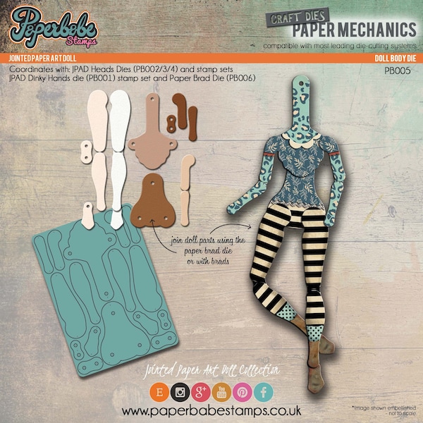 Jointed Paper Art Doll - Metal Cutting Die(BODY) - Paperbabe Stamps - For paper crafting and scrapbooking.