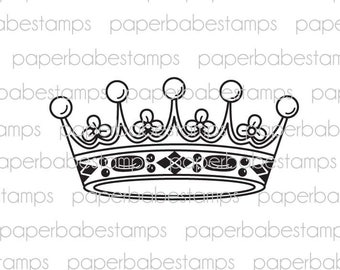 Vintage Crown - Paperbabe Stamps - Photopolymer Stamp - Ornate Crown Image for Mixed Media and paper crafting