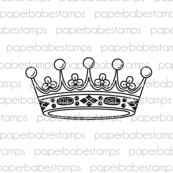 Vintage Crown - Paperbabe Stamps - Photopolymer Stamp - Ornate Crown Image for Mixed Media and paper crafting