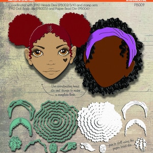Puppe aus Metall - AFRO CURLIES HAIR - Paperbabe Stamps - Zum Basteln und Scrapbooking.