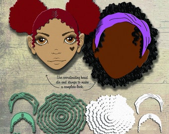 Jointed Paper Art Doll - Metal Cutting Die(AFRO CURLIES HAIR) - Paperbabe Stamps - For paper crafting and scrapbooking.