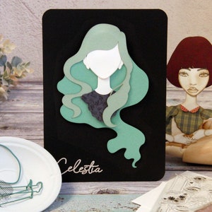 Jointed Paper Art Doll ~ Haarschablonen (CELESTIA) - Paperbabe Stamps - Mylar Zeichenvorlagen - Für Mischtechnik und Papercrafts