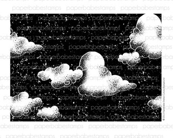 Cumulus Background Stamp - Paperbabe Stamps - Clear Photopolymer Stamps - For paper crafting and scrapbooking.
