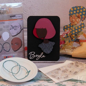 Jointed Paper Art Doll ~ Haarschablonen (BRYLA) - Paperbabe Stamps - Mylar Zeichenvorlagen - Für Mischtechnik und Papercrafts