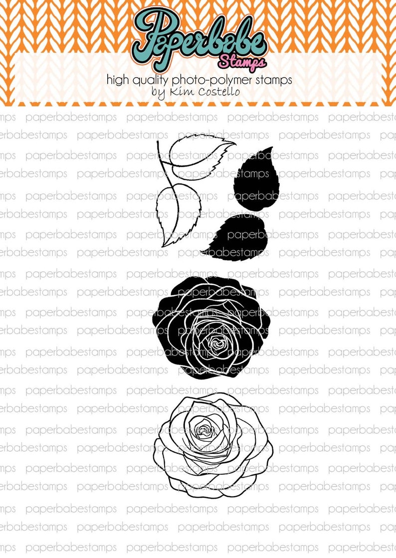 Sketchy Rose Paperbabe Stamps Photopolymer Stamp for Mixed Media and paper crafting image 1