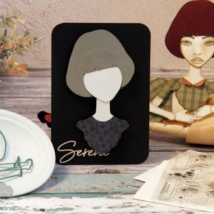 Gelenk Paper Art Doll ~ Haar Schablonen(SERENA) - Paperbabe Briefmarken - Mylar Zeichenschablonen - Für Mixed Media und Papercrafts