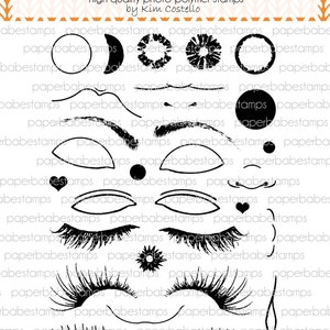 Conjunto de carimbos de rosto feminino - Carimbos Paperbabe - Carimbos de fotopolímero transparentes - Para artesanato em papel e scrapbooking.