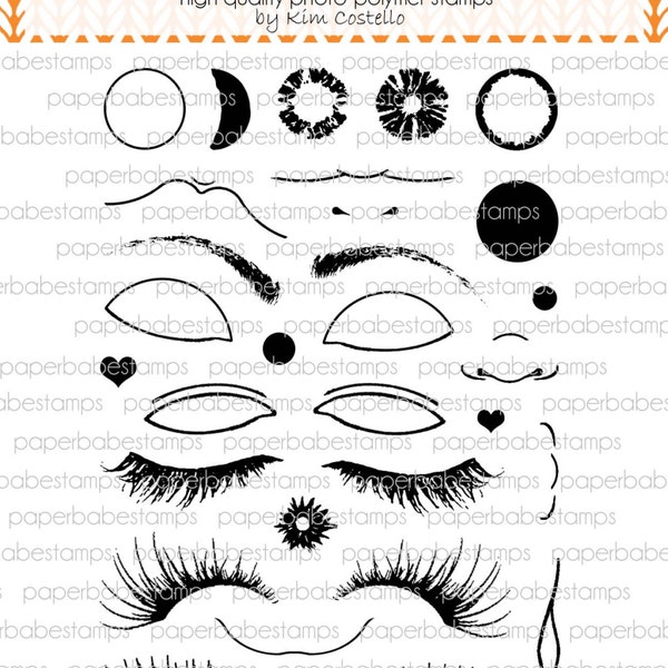 Female Face Stamp Set - Paperbabe Stamps - Clear Photopolymer Stamps - For paper crafting and scrapbooking.