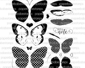 Butterfly Pieridae Stamp Set - Paperbabe Stamps - Clear Photopolymer Stamps - For paper crafting and scrapbooking.