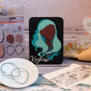 Jointed Paper Art Doll ~ Haarschablonen (KAYLESSA) - Paperbabe Stamps - Mylar Zeichenvorlagen - Für Mischtechnik und Papercrafts