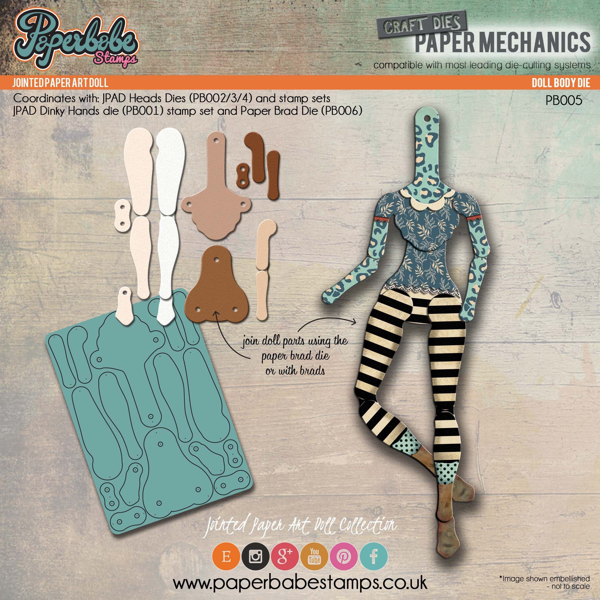 Jointed Paper Art Doll - Metal Cutting Die(BODY) - Paperbabe Stamps -…