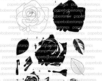 Rose Layers small Stamp Set - Paperbabe Stamps - Clear Photopolymer Stamps - For paper crafting, mixed media and scrapbooking.