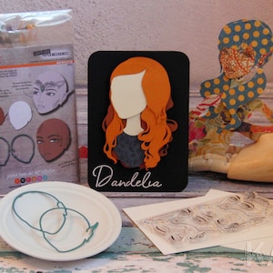 Jointed Paper Art Doll ~ Haarschablonen (DANDELIA) - Paperbabe Stamps - Mylar Zeichenvorlagen - Für Mischtechnik und Papercrafts