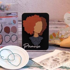 Jointed Paper Art Doll ~ Haarschablonen (PRIMROSE) - Paperbabe Stamps - Mylar Zeichenvorlagen - Für Mischtechnik und Papercrafts