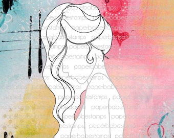 Mixed Media Templates ~ Female Profile Wavy - Paperbabe Stamps - Mylar templates - For mixed media and paper crafting