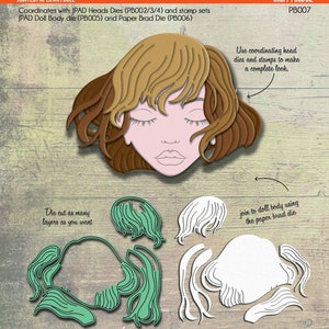 Gegliederte Paper Art Doll - Metallstanzform (CHOPPY BOB HAIR) - Paperbabe Briefmarken - Für Scrapbooking und Basteln mit Papier.