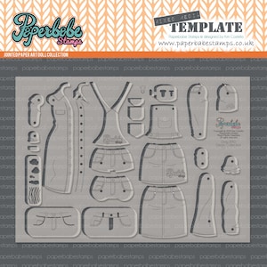 Mixed Media Templates ~ Denim Collection - Paperbabe Stamps - Mylar-Vorlagen für Gelenk-Papierkunstpuppe, Mixed Media, Kunst und Papierbasteln.