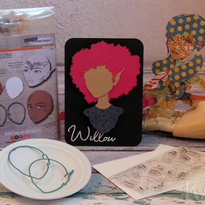 Jointed Paper Art Doll ~ Haarschablonen (WILLOW) - Paperbabe Stamps - Mylar Zeichenvorlagen - Für Mischtechnik und Papercrafts
