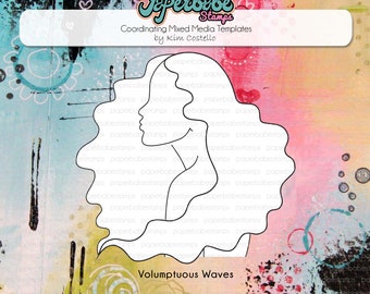 Mixed Media Templates ~ Female Profile Volumptuous Waves- Paperbabe Stamps - Mylar templates - For mixed media and paper crafting