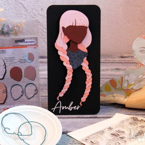 Jointed Paper Art Doll ~ Haarschablonen (BERNSTEIN) - Paperbabe Stamps - Mylar Zeichenvorlagen - Für Mischtechnik und Papierarbeiten