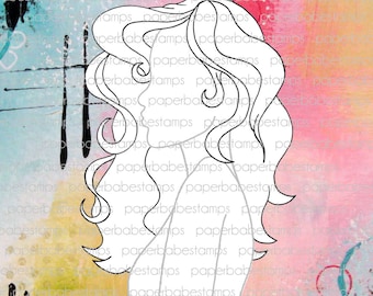 Mixed Media Templates ~ Female Profile Curly Fringe - Paperbabe Stamps - Mylar templates - For mixed media and paper crafting