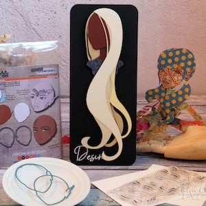 Jointed Paper Art Doll ~ Haarschablonen (DESIRA) - Paperbabe Stamps - Mylar Zeichenvorlagen - Für Mischtechnik und Papercrafts