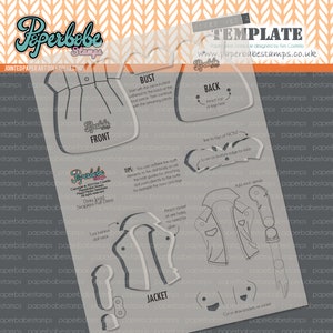 Mixed Media Templates ~ 52 Dolls Collection - Paperbabe Stempel - Mylar-Vorlagen für Jointed Paper Art Doll, Trägerloses Puffkleid und Jacke