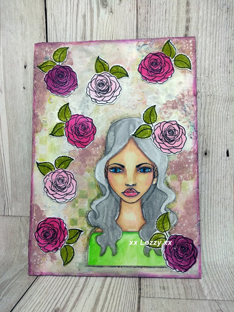 Sketchy Rose Paperbabe Stamps Photopolymer Stamp for Mixed Media and paper crafting image 7