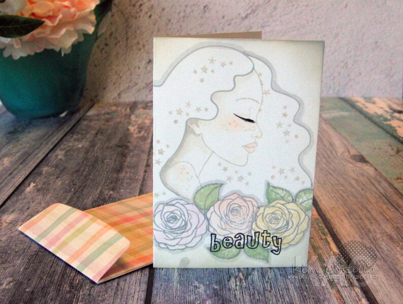 Sketchy Rose Paperbabe Stamps Photopolymer Stamp for Mixed Media and paper crafting image 3