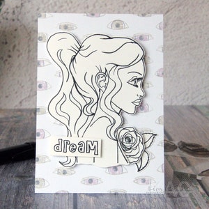 Sketchy Rose Paperbabe Stamps Photopolymer Stamp for Mixed Media and paper crafting image 2