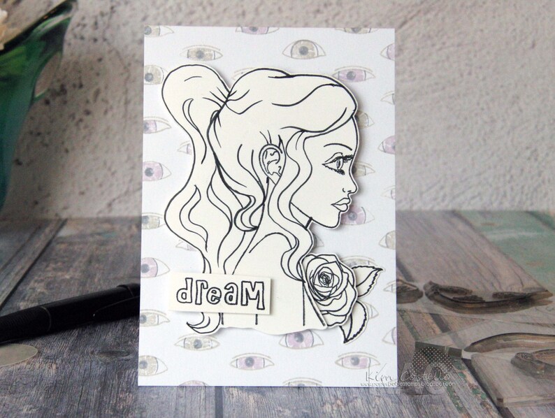 Sketchy Rose Paperbabe Stamps Photopolymer Stamp for Mixed Media and paper crafting image 2